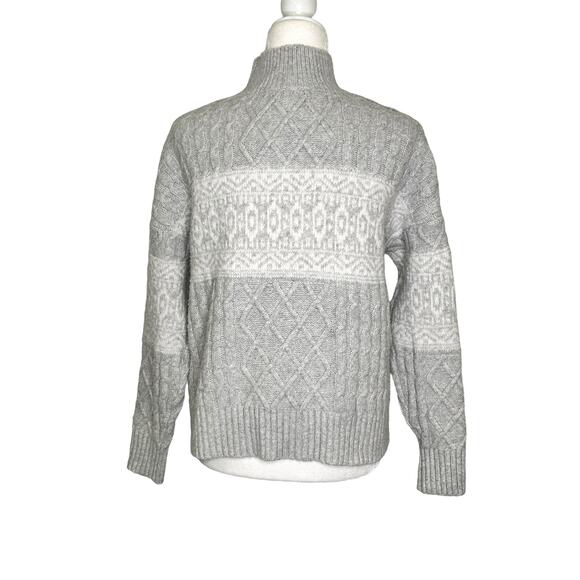 Rachel Zoe Gray White Cableknit Long Sleeve Turtleneck Sweater - Picture 5 of 7